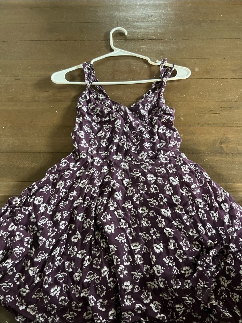 Kimchi Blue Plum Floral Dress with White Print